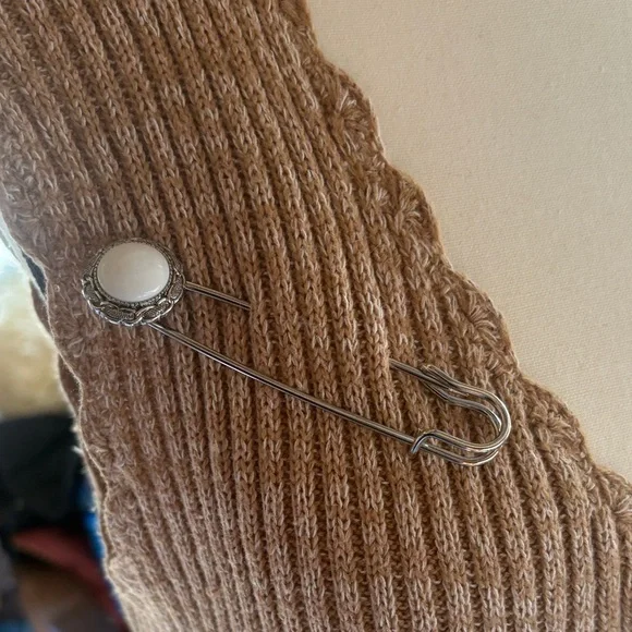 Upcycled Statement Pin – Vintage Pearl Accent - Picture 4 of 4